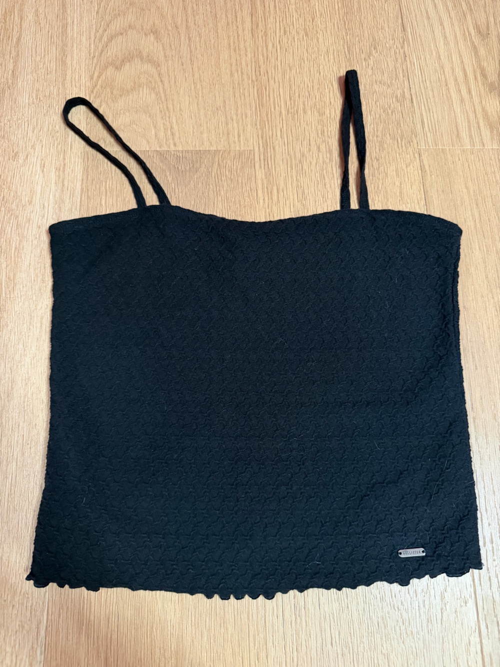 Hollister Black Textured Spaghetti Strap Tank